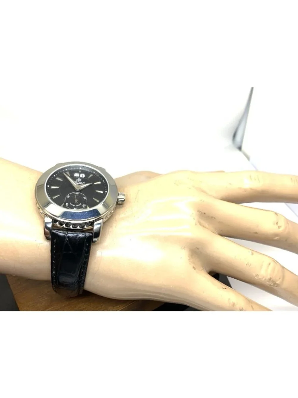 Duboule Men's Watch 2491-3 Automatic Black Dial Date Leather Strap 41mm